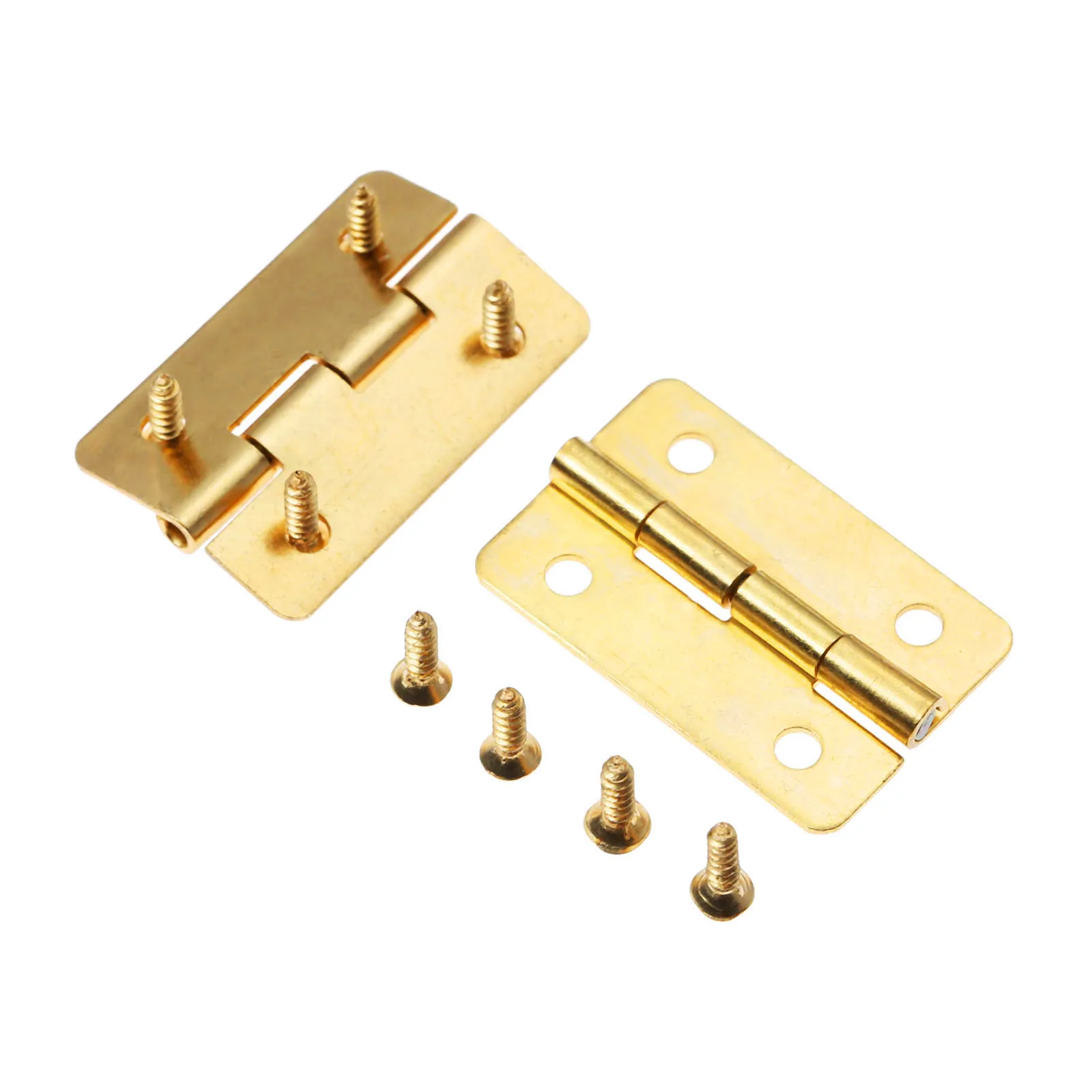 Flat Hinges | 30x21mm Golden Fillet Design | 10Pcs Set for Jewelry & Decorative Wood Boxes - Thumbnail 5