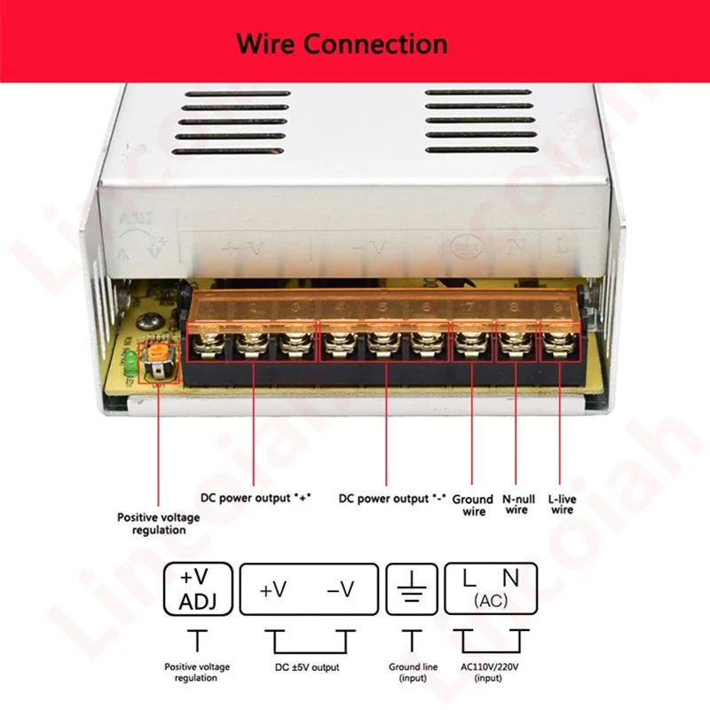 Switching Power Supply | 600W AC-DC Adapter | 12V-60V Output for LED Strips & 3D Printers - Thumbnail 3