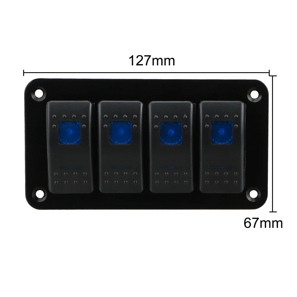 4-Gang Rocker Switch Panel | 12V/24V Marine & RV Control | LED Illuminated Circuit Breaker - Thumbnail 4