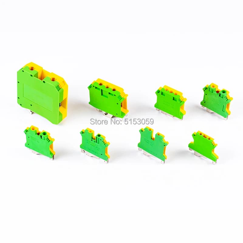 10 pces uslkg série universal din trilho montagem parafuso conector uk duas cores tensão amarelo-verde aterramento terminal - Thumbnail 4