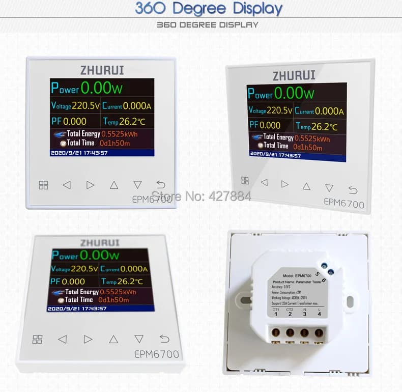 Smart Home Energy Monitor | AC Power Meter with Temperature Sensor | 60A/120A Transformer - Thumbnail 5