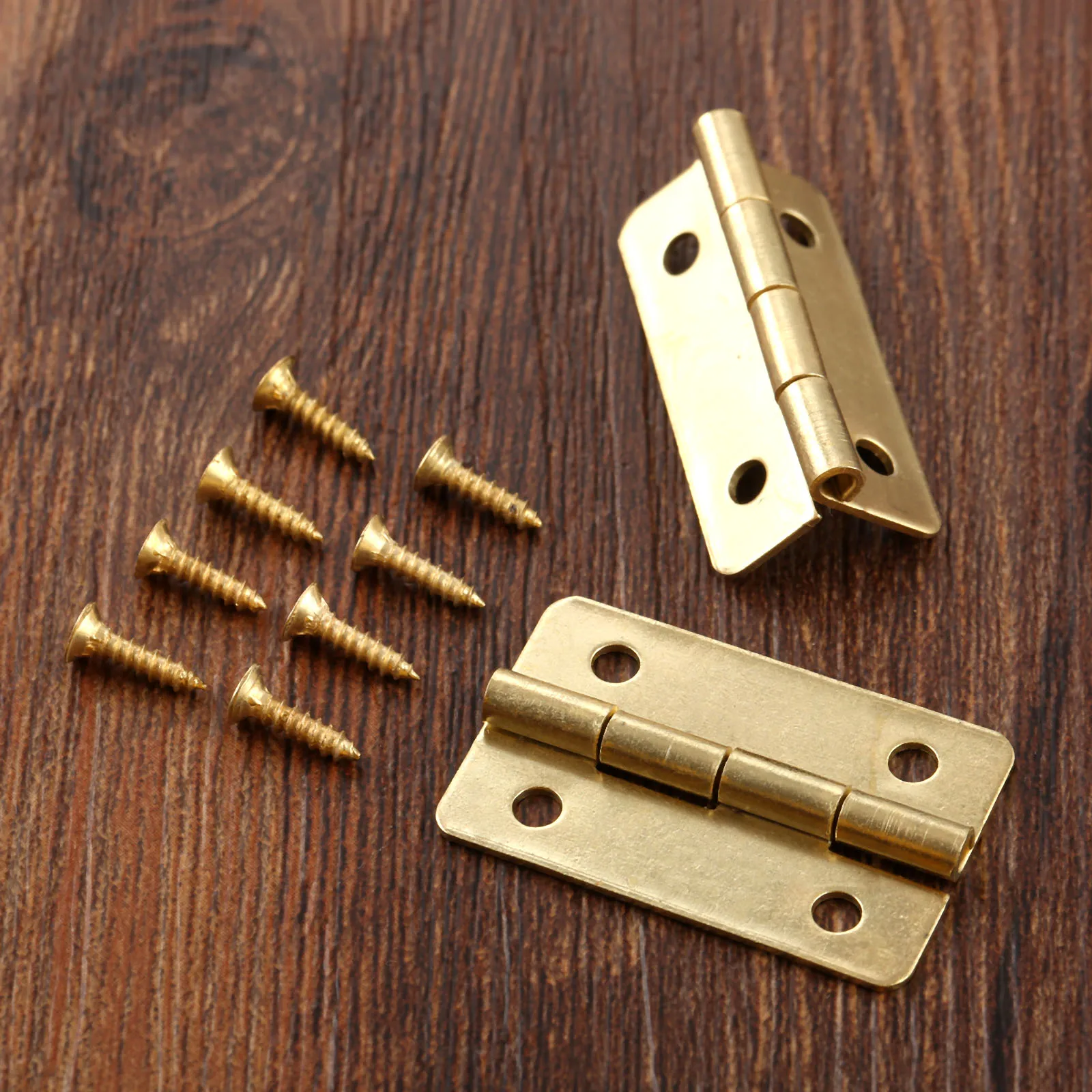 Flat Hinges | 30x21mm Golden Fillet Design | 10Pcs Set for Jewelry & Decorative Wood Boxes - Thumbnail 2