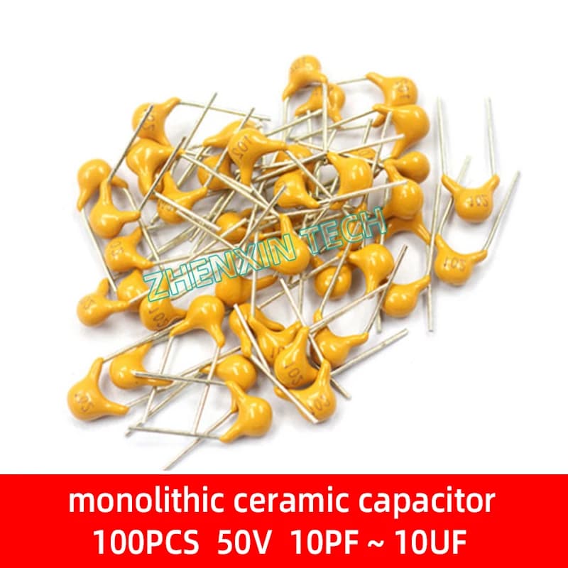 100pcs 10pF~10uF Multilayer Ceramic Capacitor 50V (100~106) 102 103 104 105 39 820pF 1 22 33 47 56 68 100 nF 0.01 0.1 uF P5.08mm - Thumbnail 2