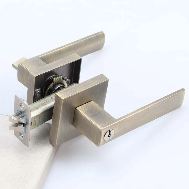 A high-grade zinc alloy three-bar ball door lock with handle, suitable for bedrooms, bathrooms, and furniture hardware.
