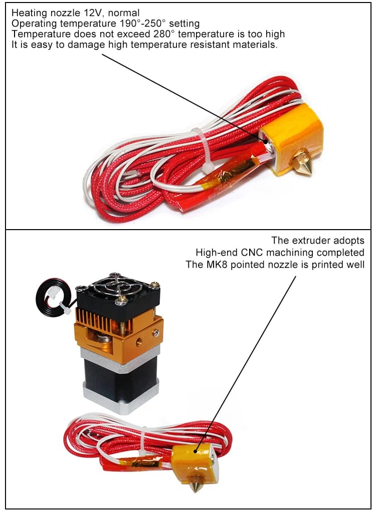 3D Printer Hot End Kit | E3D V6 12V/40W | 1.75mm Filament & 0.4mm Brass Nozzle - Thumbnail 2