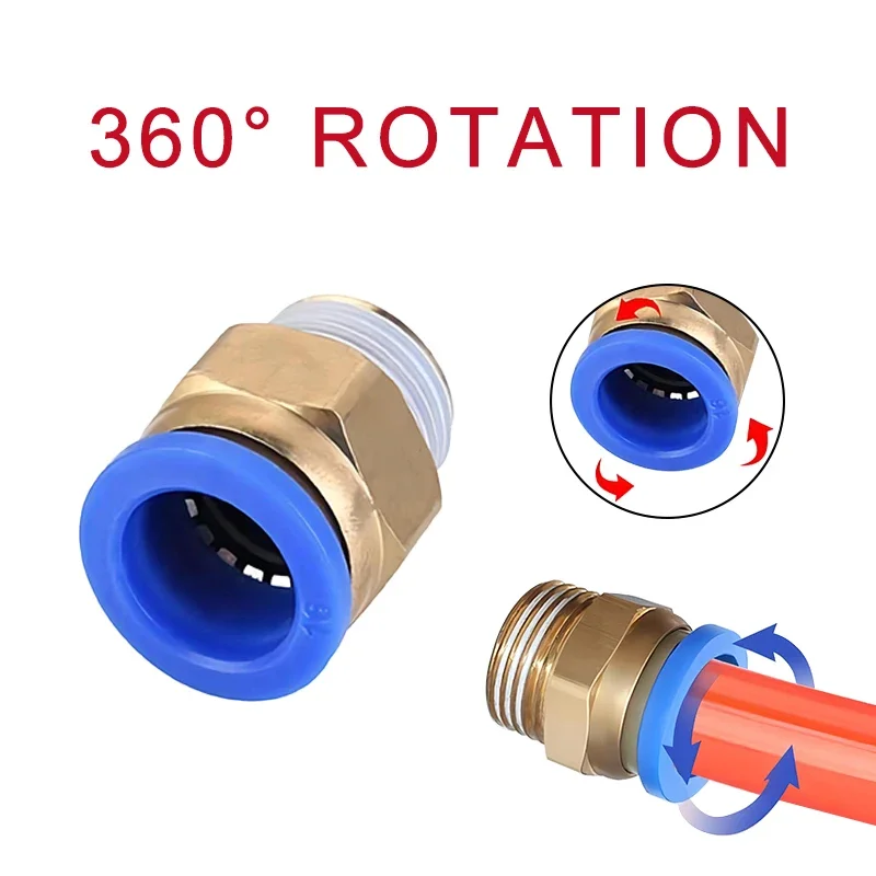 Pneumatic Quick-Connect Fittings | 4mm-12mm Sizes | 1/4 to 1/2 NPT Thread | Industrial-Grade Air Hose Connectors - Thumbnail 3