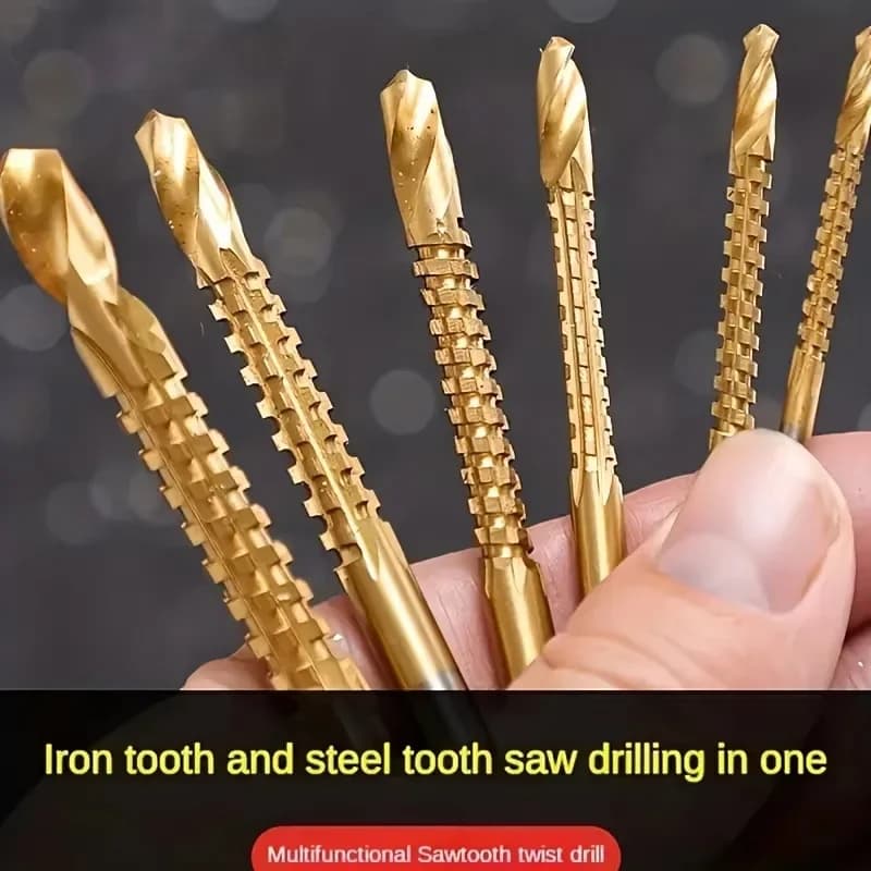 HSS Twist Drill Bits | 3-8mm Titanium Coated | Jagged Saw Spiral for Composite Materials - Thumbnail 3