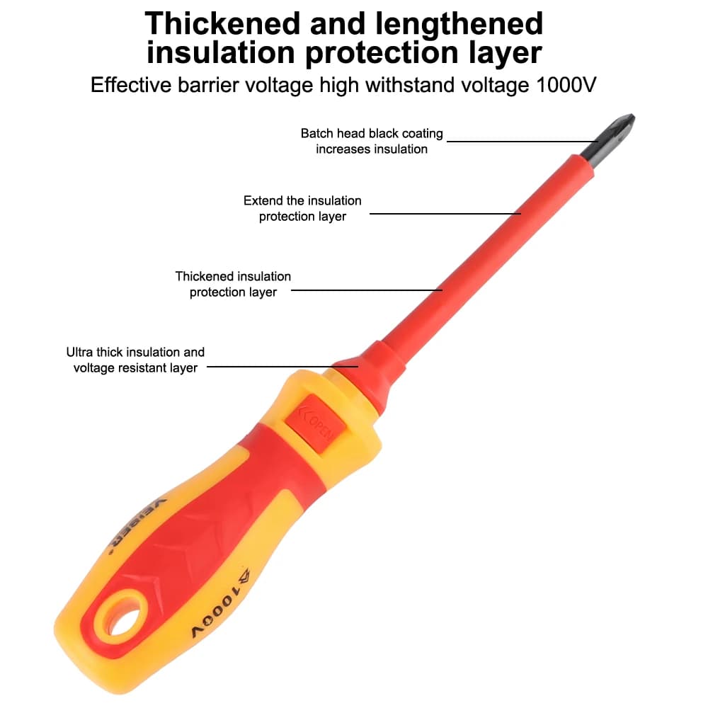 13-Piece Insulated Screwdriver Set | 1000V Rated | Magnetic Tips for Electricians - Thumbnail 4