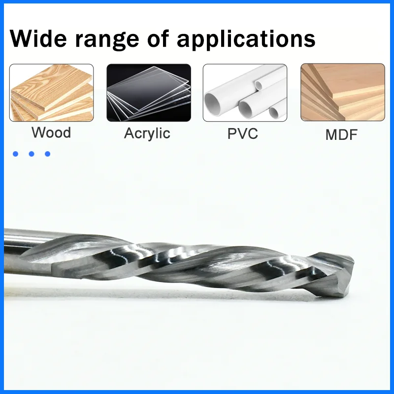 Compression Router Bits | 5pcs K30 Carbide | Up/Down Cut for Plywood & MDF - Thumbnail 3