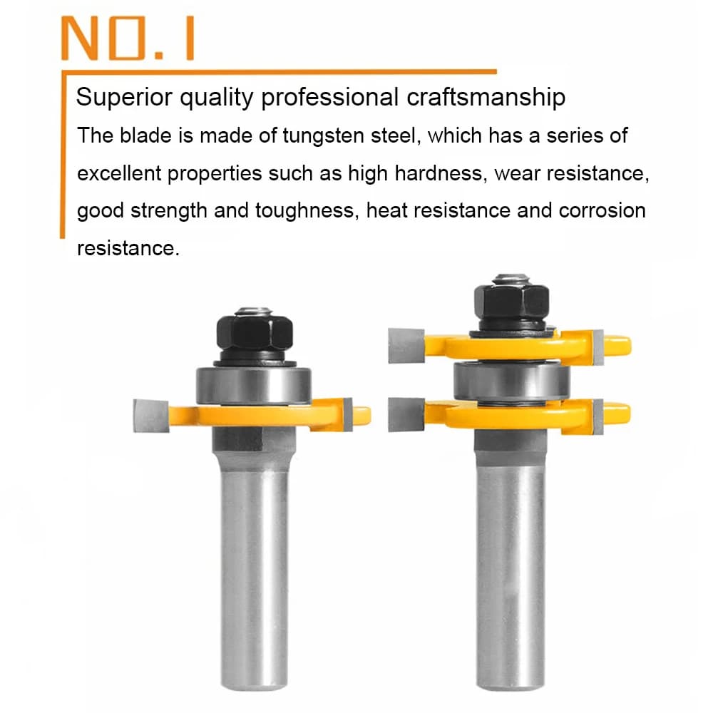 & Groove Router Bit Set | 2pcs T-Slot Milling Cutter | For Wood Joint Assembly - Thumbnail 4