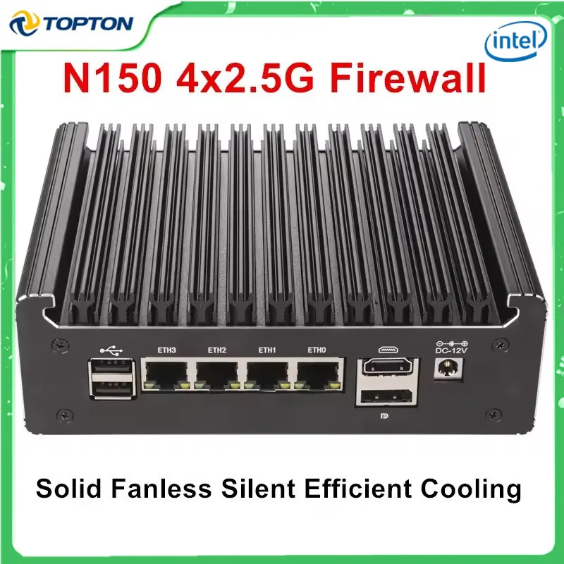 Mini PC Firewall & Home Server | Intel N150/N95 | 4x 2.5G LAN | Fanless Design - Thumbnail 2