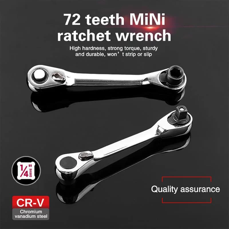1/4-Inch Mini Ratchet Wrench | 72-Tooth Precision Torque Tool | Compact Repair & Assembly Kit - Thumbnail 3