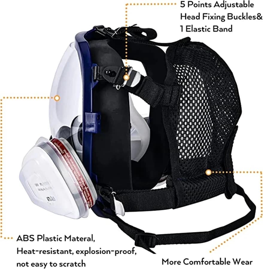 Chemical Gas Mask 6800 Dust Respirator Anti-Fog Full Face Mask Filter For Industrial Acid Gas, Welding Spray Paint Insecticide - Thumbnail 4