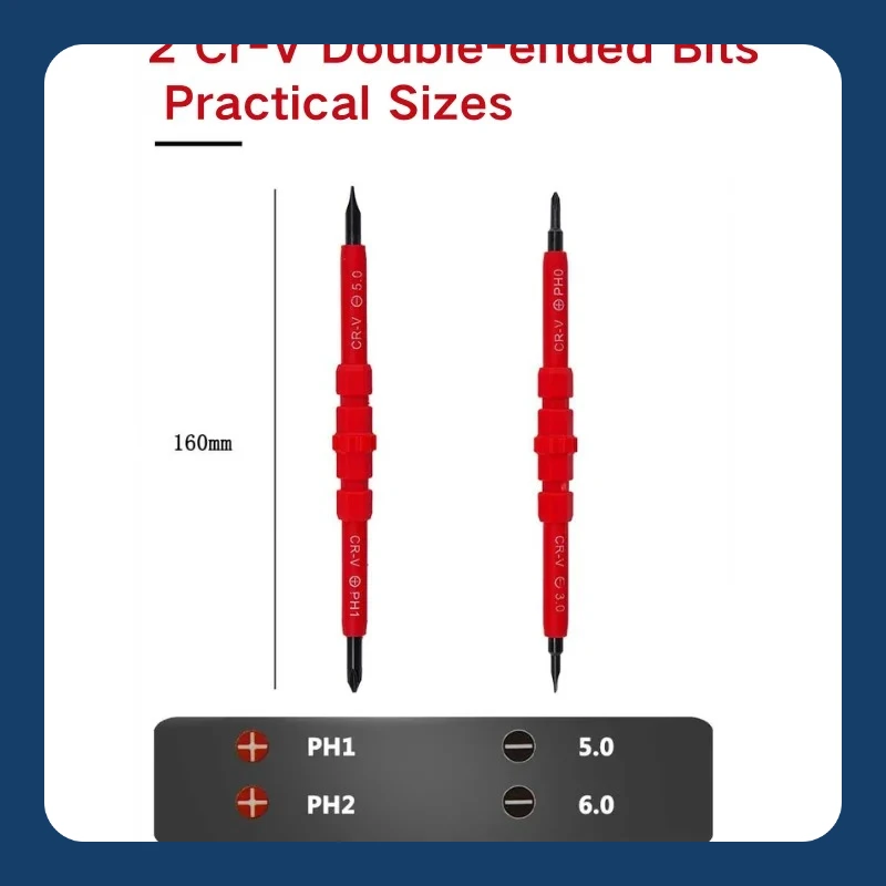 Insulated Screwdriver Set | 3-in-1 PH1/PH2 & Slotted Bits | Electrician-Grade Tool Kit - Thumbnail 4