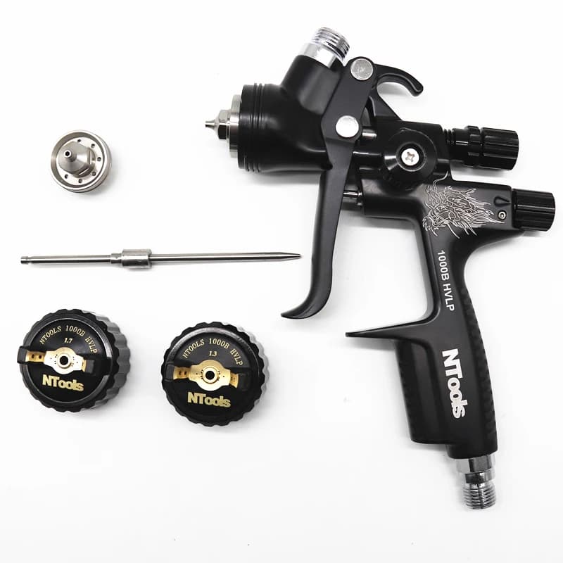 HVLP Spray Gun Kit | 1.3 & 1.7mm Nozzles with Mix Tank | Car Repair & Water-Based Paint - Thumbnail 6