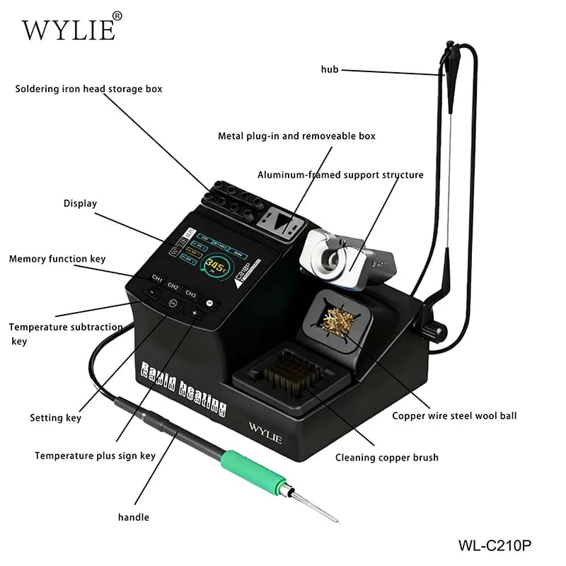 Digital Soldering Station | 200W Precision Welder with C210 Tips for Electronics Repair - Thumbnail 6