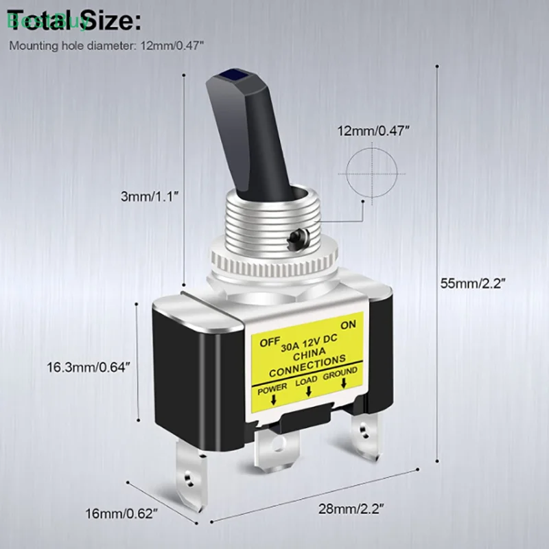 30A 12V Illuminated Toggle Switch | SPST ON/Off Rocker | Automotive & Marine Grade - Thumbnail 5