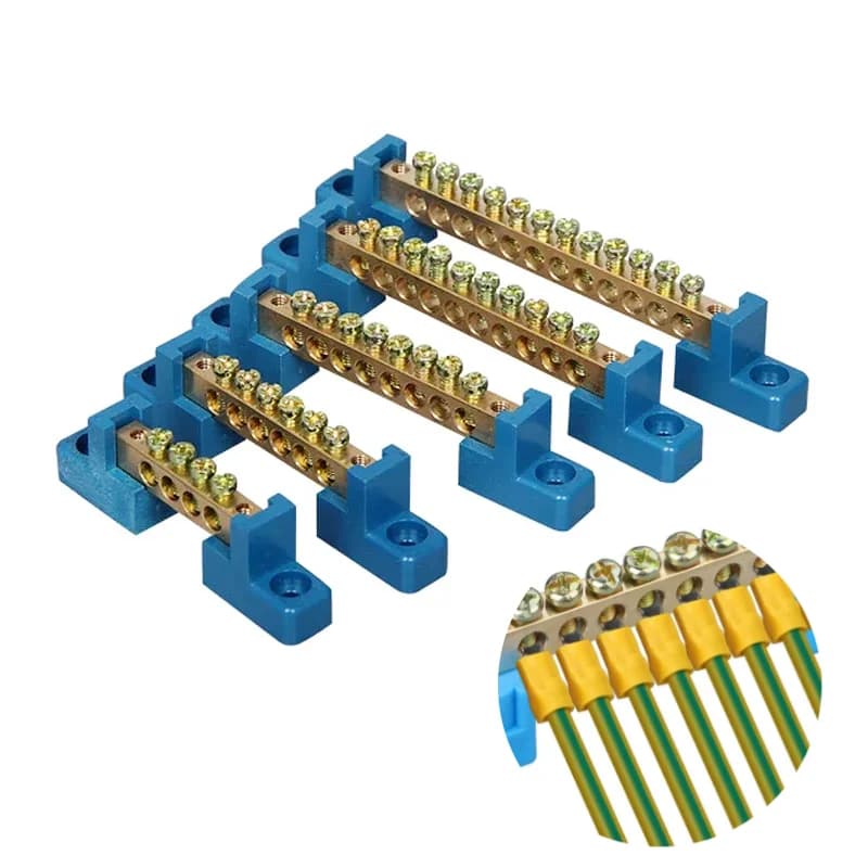 Grounding Bar | 6 x 9 Copper Bus Bar | 4-12 Hole Terminal Block for Electrical Panel - Thumbnail 2