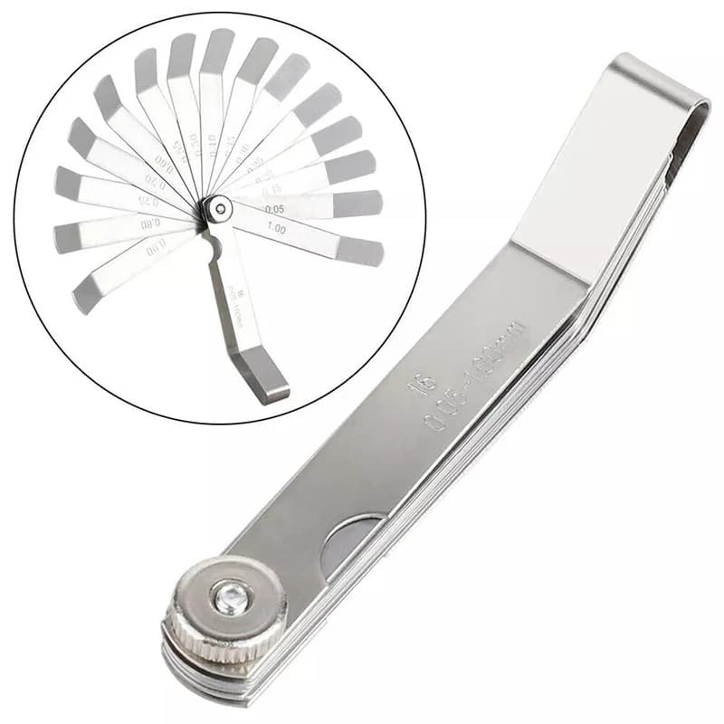 Valve Feeler Gauge | 16 Curved Steel Blades | 0.05mm-1.0mm Tool - Thumbnail 3