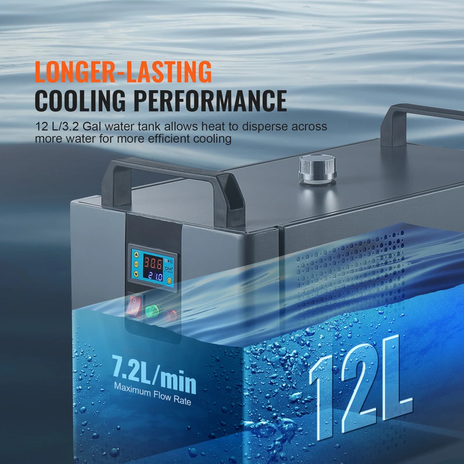 CO2 Laser Chiller | 12L Reservoir | 200W Compressor | Industrial-Grade Cooling for Engraving Machines - Thumbnail 4