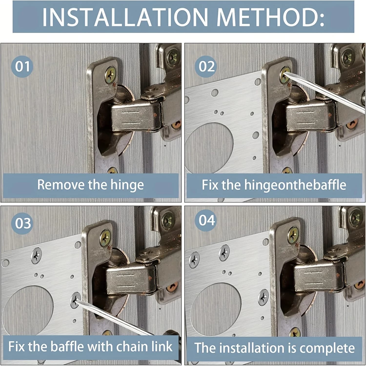 Steel Cabinet Hinge Repair Plate | 1/4pcs Fixed Plate | Kitchen & Storage Door Hardware - Thumbnail 5