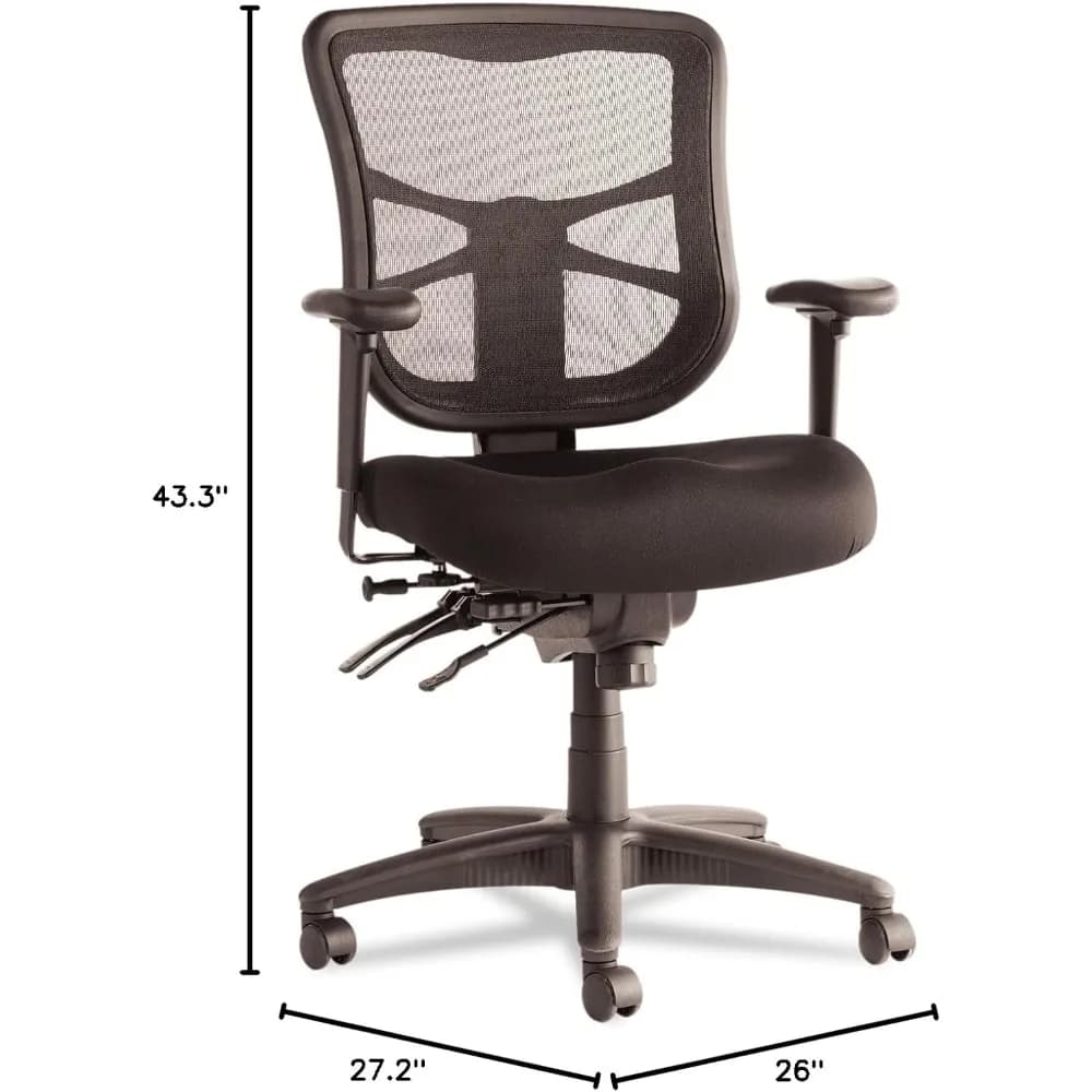 Elusion Series Office Chair | Black Mesh Mid-Back Design | Multifunction Ergonomic Swivel Chair - Thumbnail 3