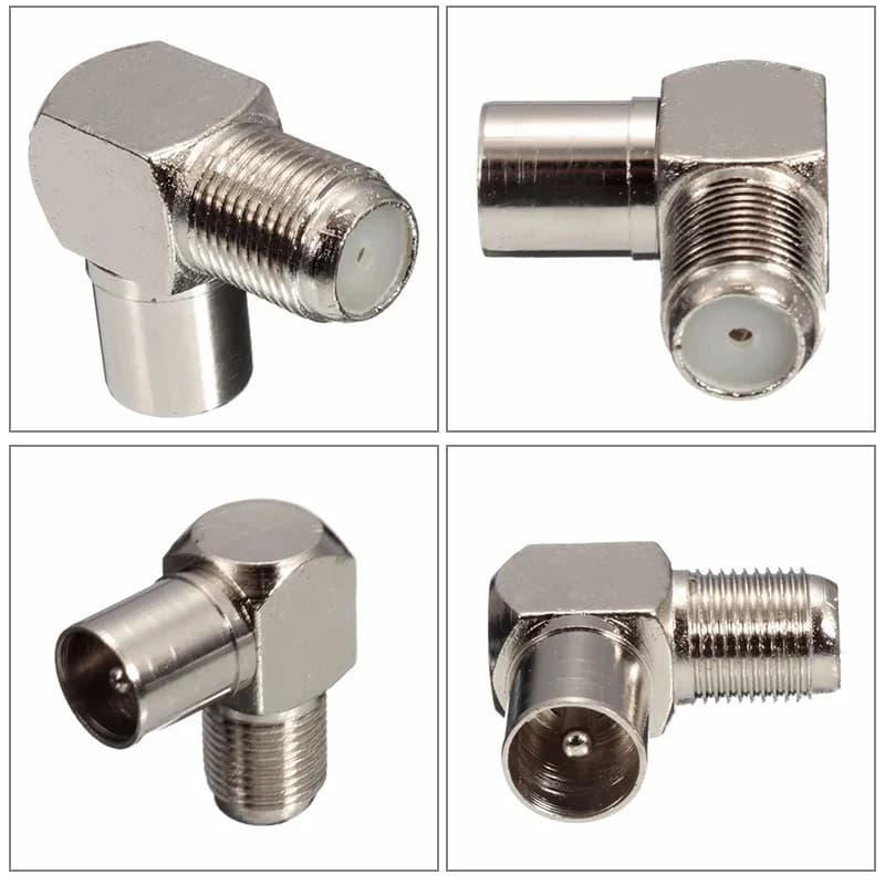 90-Degree Coaxial Cable Adapters | 5-Piece Set | F Female to Male TV Aerial Connectors - Thumbnail 5