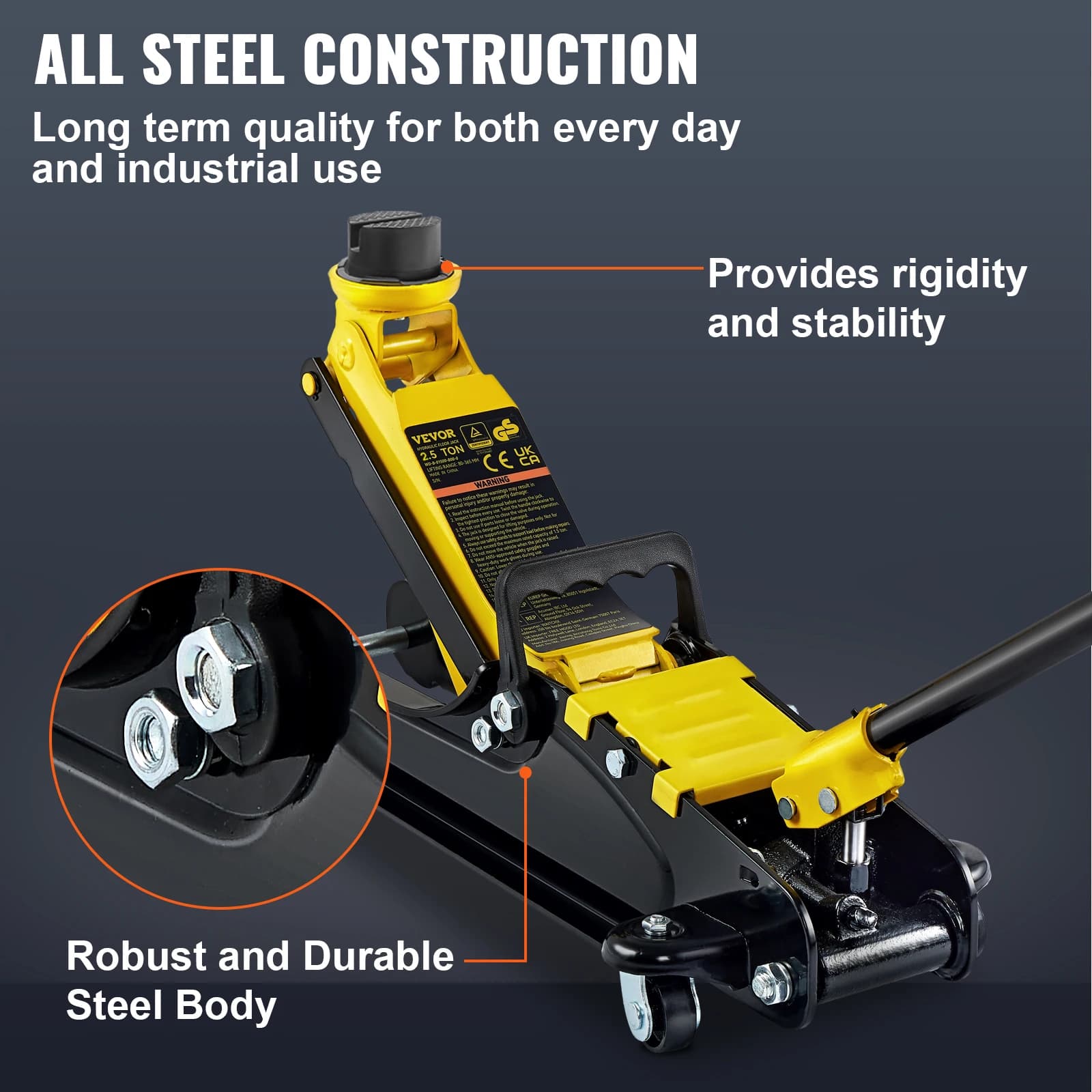 2.5-Ton Low-Profile Floor Jack | Heavy-Duty Hydraulic Lift | Single Piston Pump - Thumbnail 4