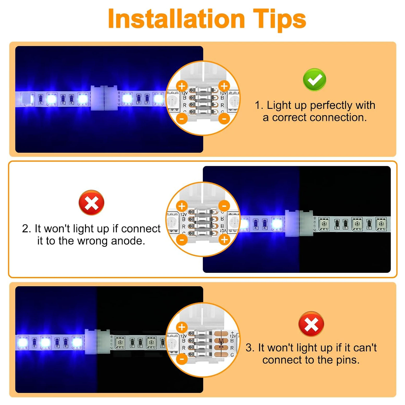 L-Shape LED Strip Connectors | 10-Pack for 5050/3528 RGB | Solderless Corner Installation - Thumbnail 5