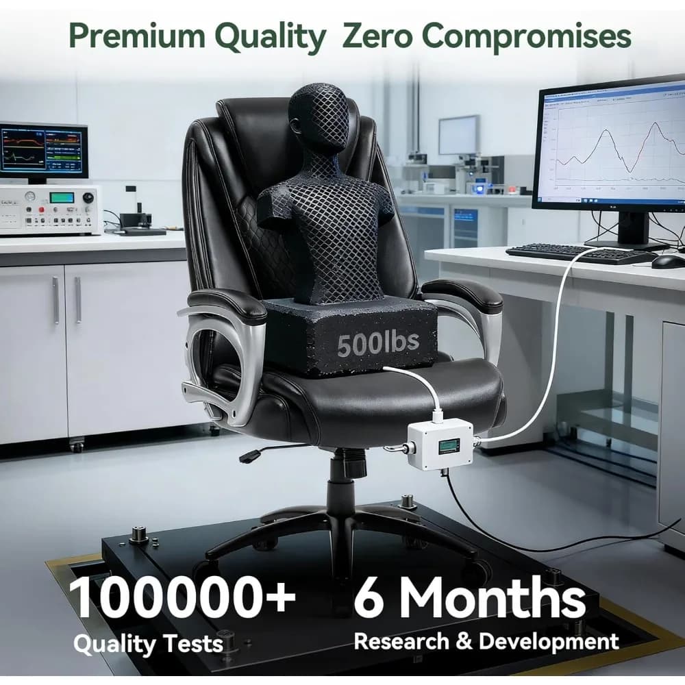 Heavy-Duty Big & Tall Office Chair | 500lb Capacity | High-Back PU Leather Executive Desk Chair - Thumbnail 6