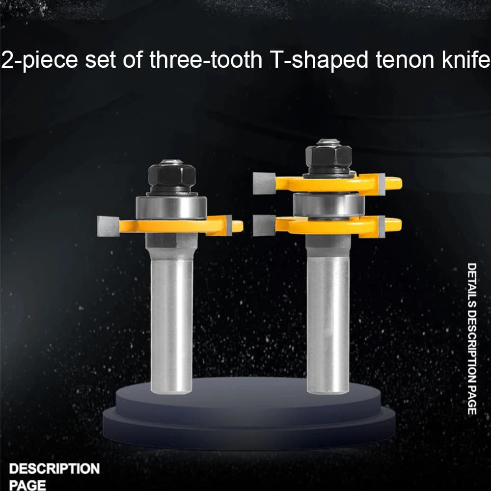 & Groove Router Bit Set | 2pcs T-Slot Milling Cutter | For Wood Joint Assembly - Thumbnail 6