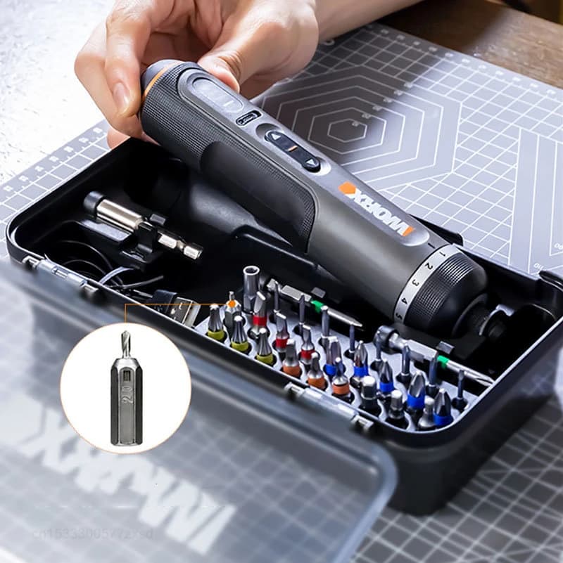 Cordless Screwdriver Set | 4V USB-Rechargeable | 30-Piece Bit Kit | Compact Precision Tool - Thumbnail 3