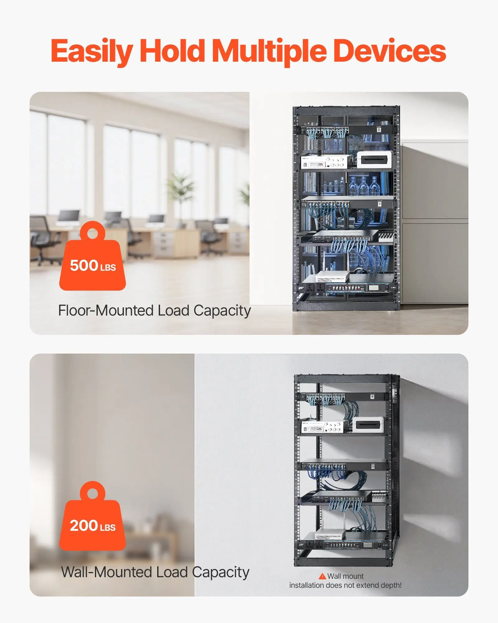 20U Open Frame Server Rack | Heavy-Duty 4-Post Design | Wall or Floor Mount - Thumbnail 2