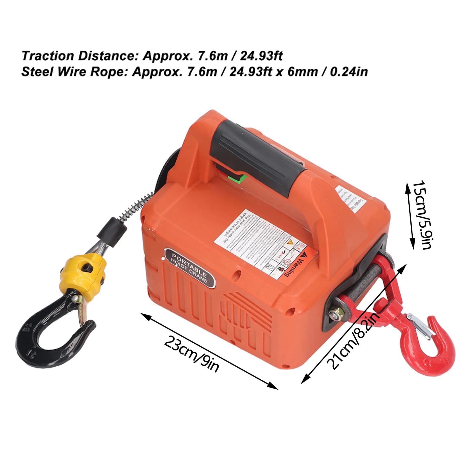 Electric Hoist Portable Power Electric Winch Crane with Remote Control 500KG Capacity 7.6M Maximum Lifting Height 1500W - Thumbnail 6