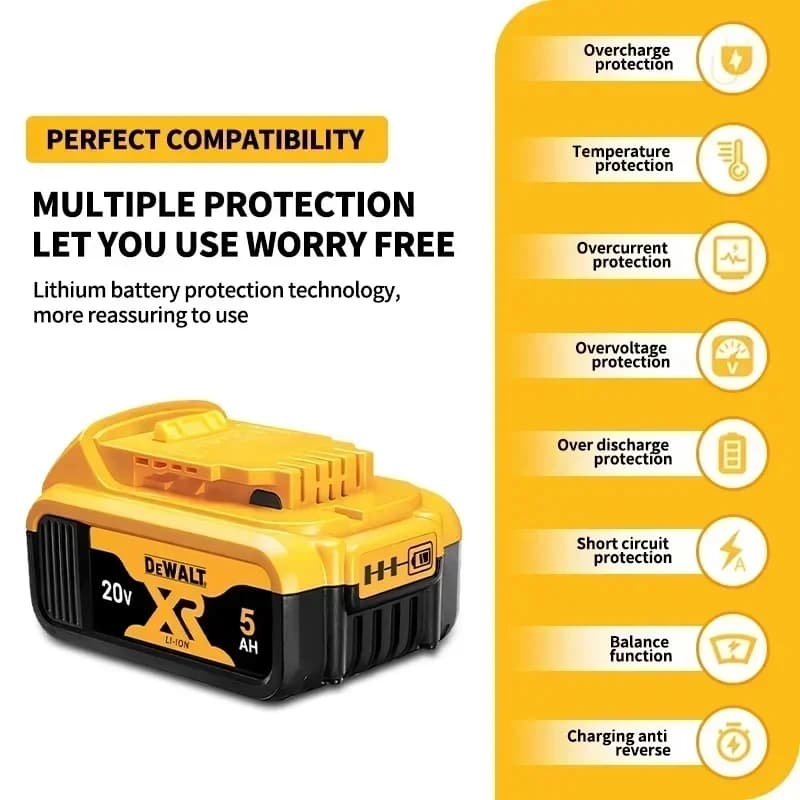 DeWALT 20V/60V 9000mAh High-Capacity Battery | DCB200 Series | Extended Runtime for Power Tools - Thumbnail 5