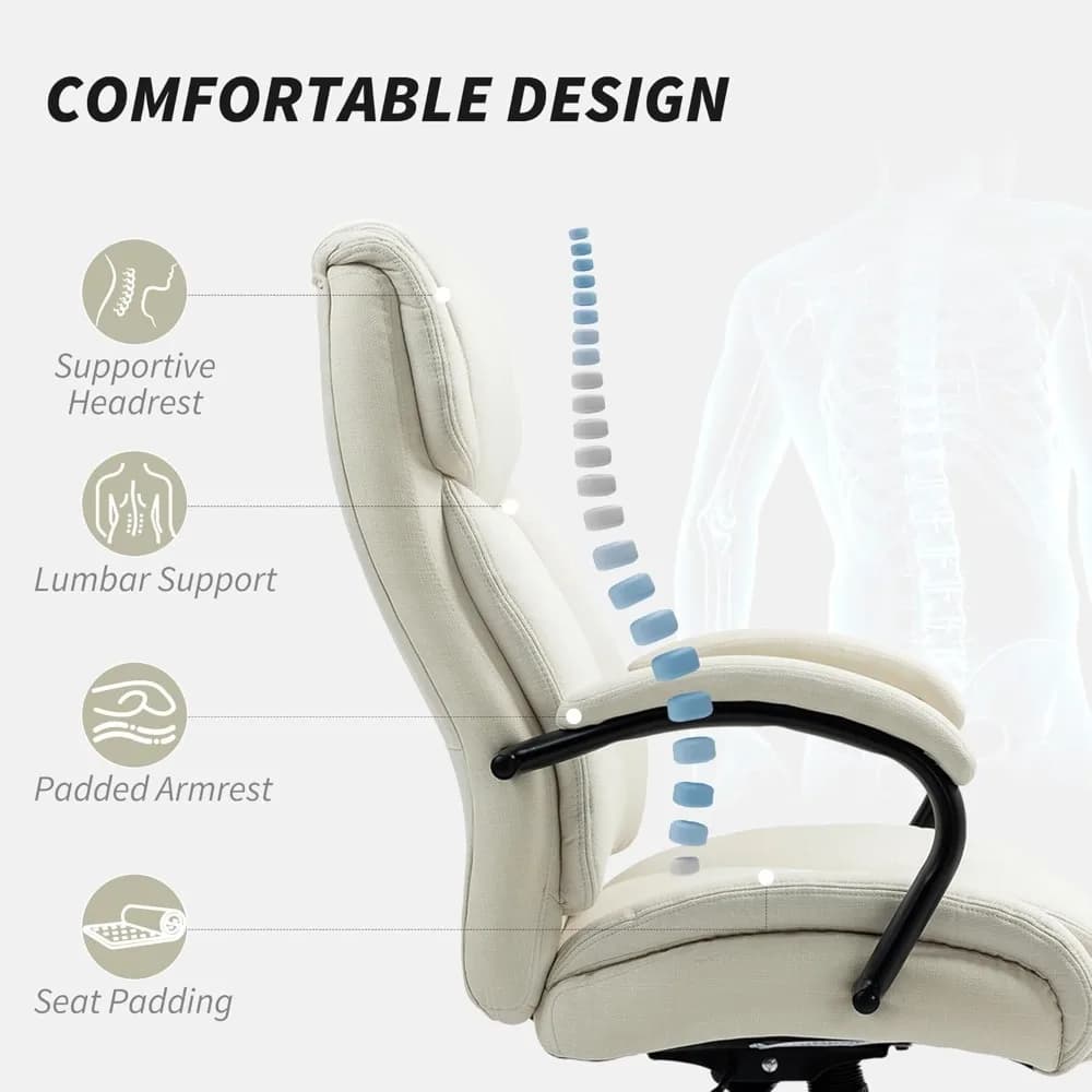 Heavy-Duty Executive Office Chair | 485lbs Weight Capacity | Wide Seat High Back Computer Desk Chair - Thumbnail 6