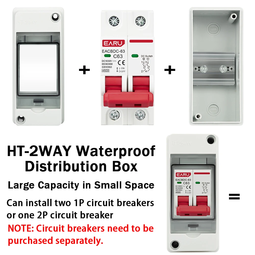 2-Way Outdoor Electrical Junction Box | IP65 Waterproof | PC ABS Panel for MCB & Solar - Thumbnail 2
