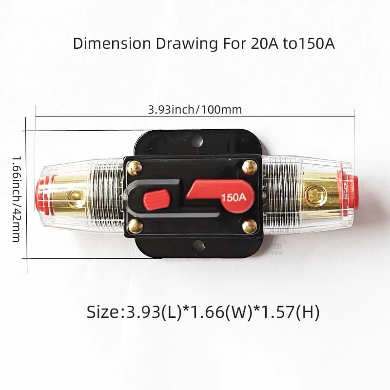 DC Circuit Breaker | 12V/24V Resettable Fuse | 20A-150A for Car Audio & Truck Electrical Systems - Thumbnail 3