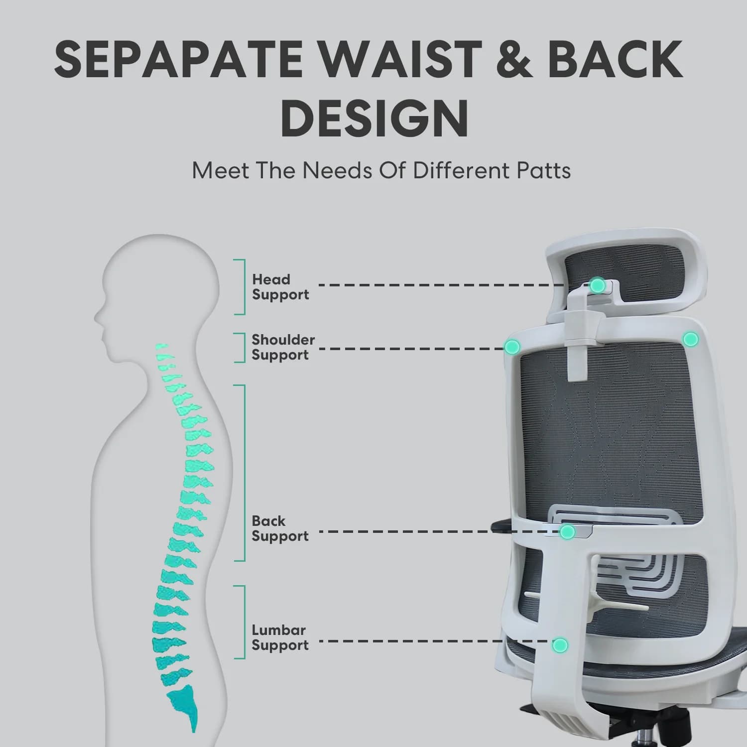 Back Mesh Office Chair | Ergonomic Rocking & Swivel Design | Rolling Desk Chair with Lumbar Support Pillow - Thumbnail 6