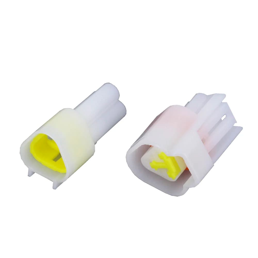 DJ7031Y-2.3-11/21 3-pin waterproof electrical connector set, male and female automotive plug with secure locking clip.