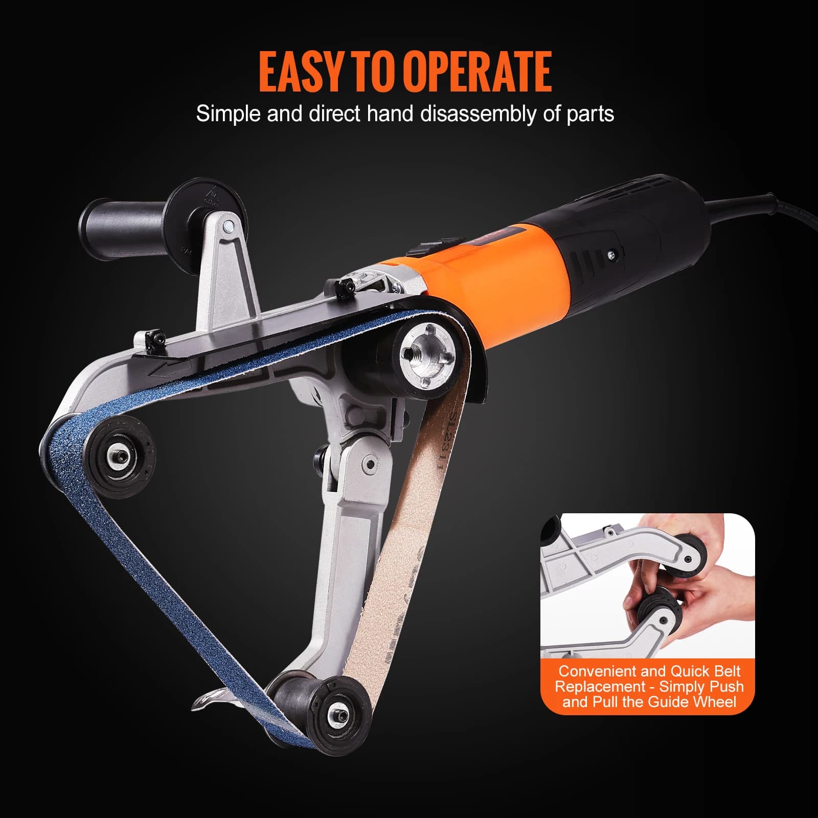 Tube Polisher Sander | 1000W Belt Sanding Machine 100-3200RPM | Rust Removal & Burnishing - Thumbnail 5