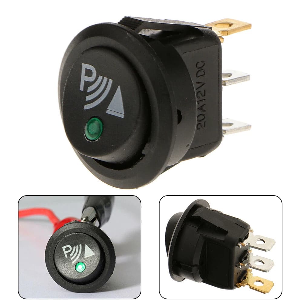 Round Rocker Switch 12V 20A Round Toggle Switch Car 3 Pin Rocker/Parking Off Switch Front Rear Walking Sensor Interior Accessory - Thumbnail 4
