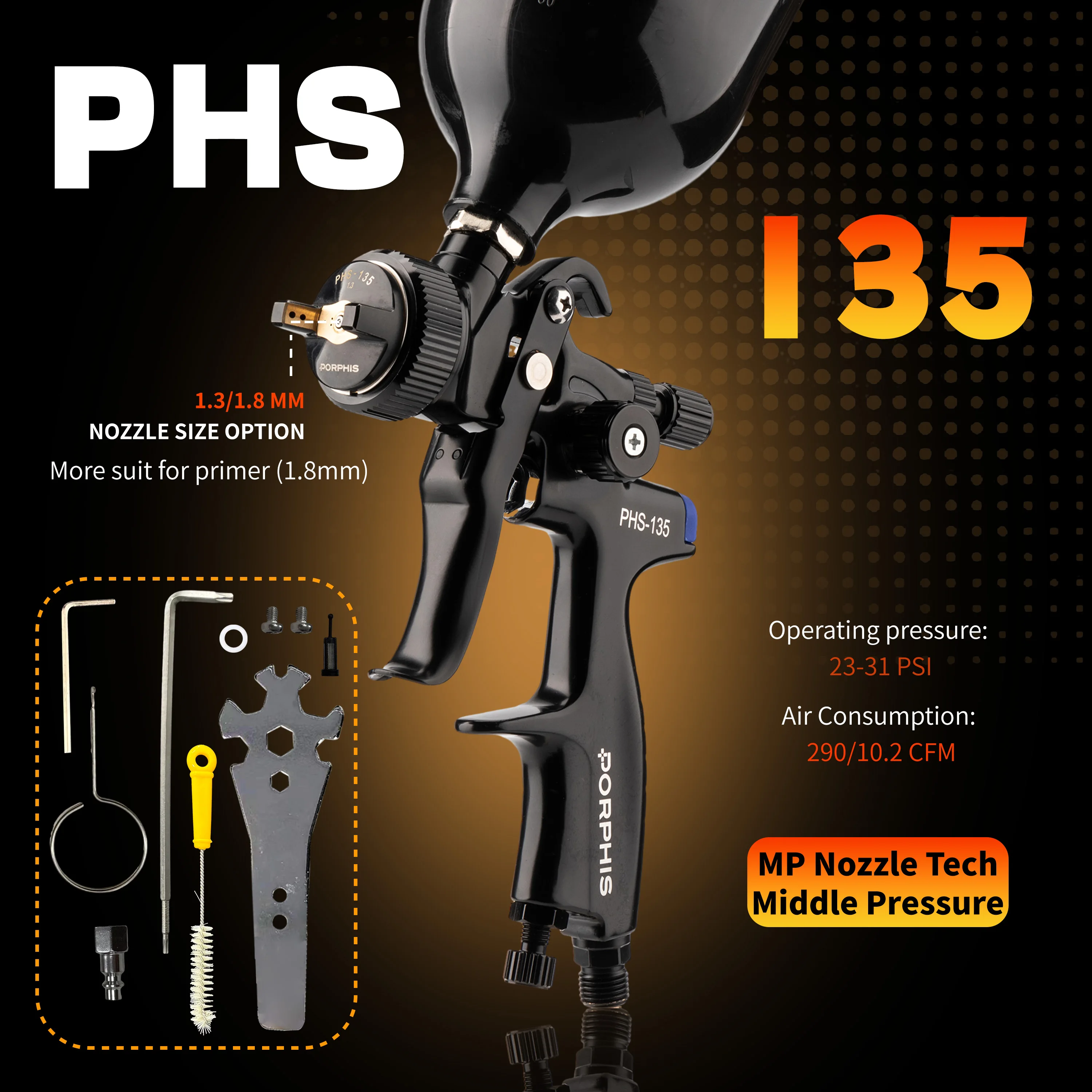 Car Painting Spray Gun | 1.3mm & 1.8mm Nozzle | For Automotive Repair & Air Tools - Thumbnail 4