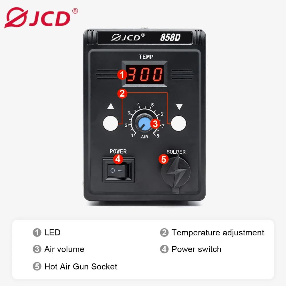 Hot Air Rework Station | Digital Temp Control | 700W 110V/220V for SMD/SMT - Thumbnail 3