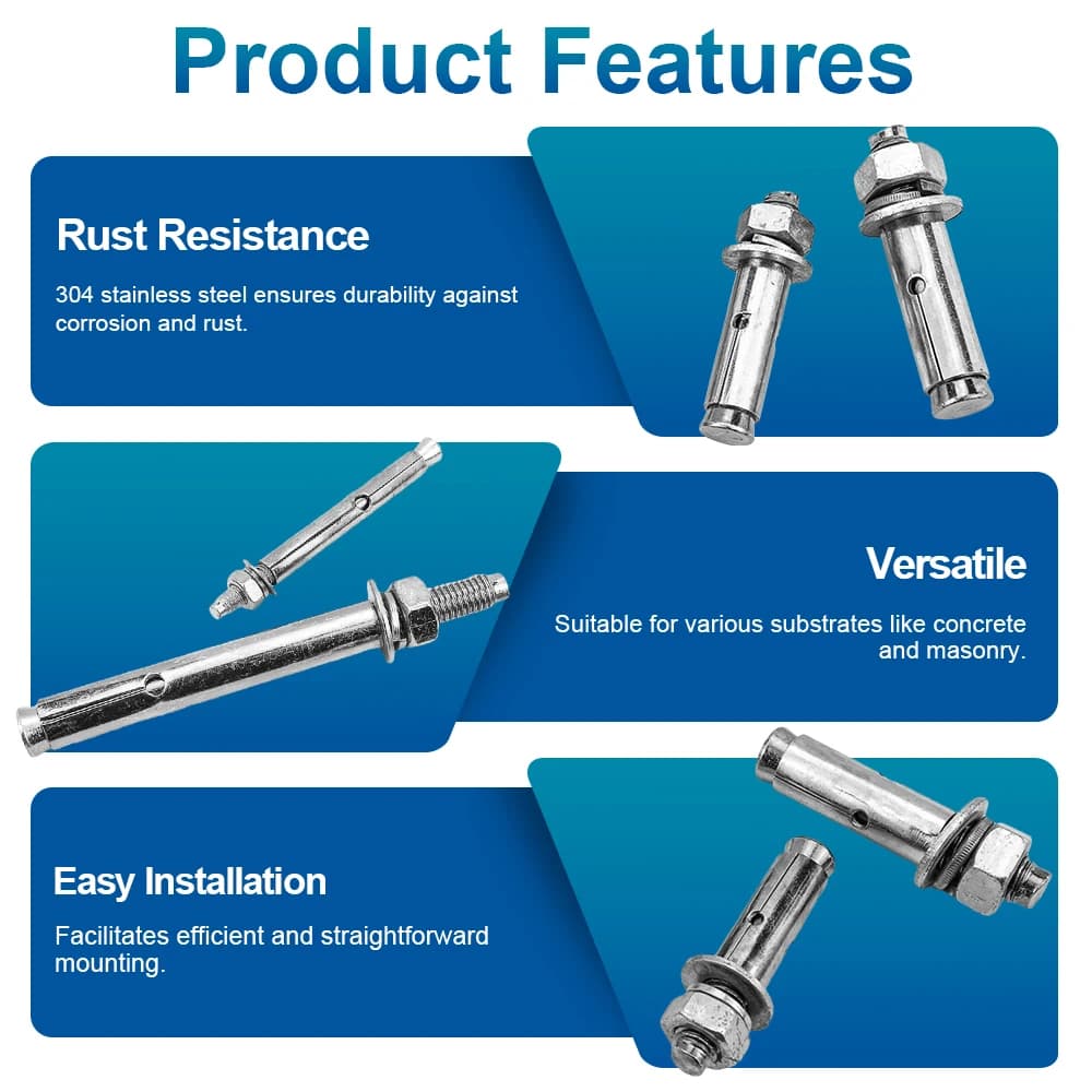 Concrete Expansion Bolts | External Hex M6-M16 | 304 Stainless Steel Sleeve Anchors - Thumbnail 3