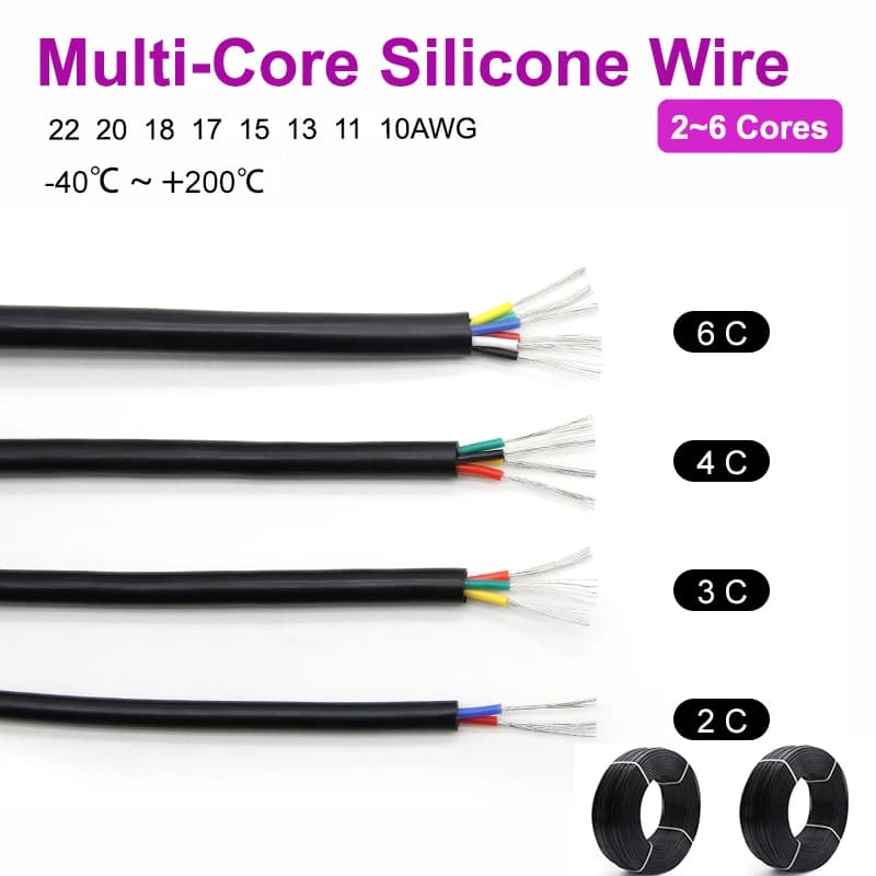 High-Temperature Silicone Insulated Wire | 22-10 AWG | 2-6 Core Power & Audio Cable - Thumbnail 2