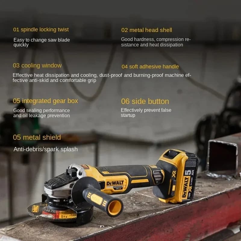 DeWalt DCG405 Cordless Angle Grinder | 18V Brushless Motor | 125mm Cutting & Grinding Tool - Thumbnail 3