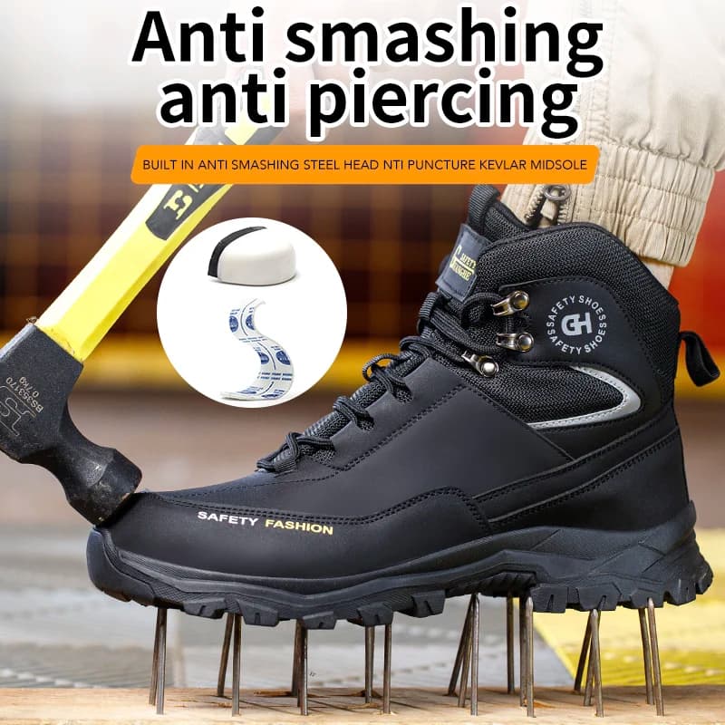 Anti-Puncture Safety Shoes | Steel Toe Protective Footwear | Men's Industrial Work Boots - Thumbnail 2
