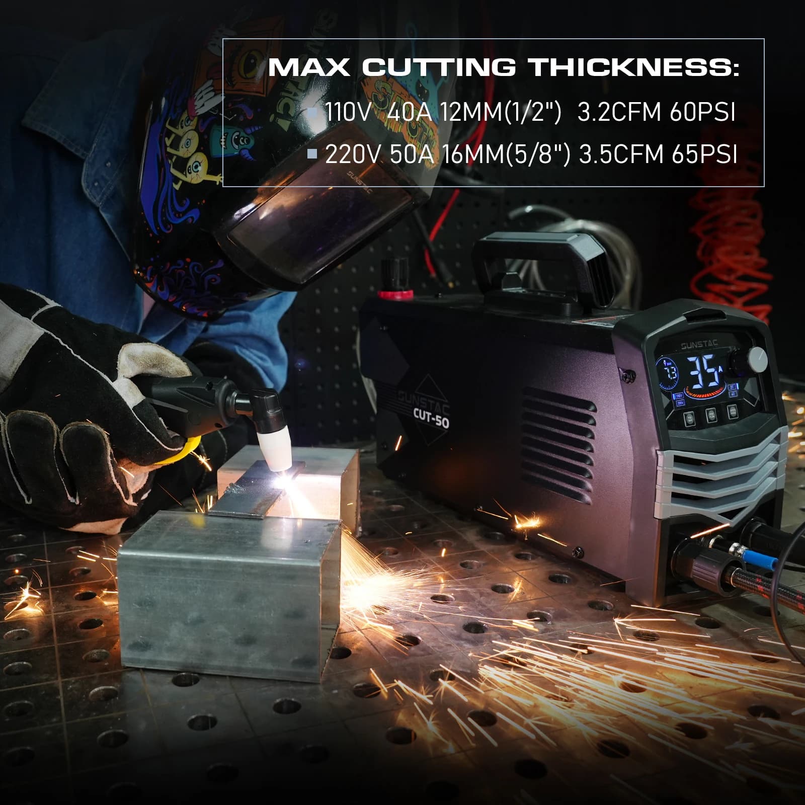 50A Plasma Cutter | 110V/220V Dual Voltage IGBT Inverter | 5/8 Cutting Capacity - Thumbnail 4
