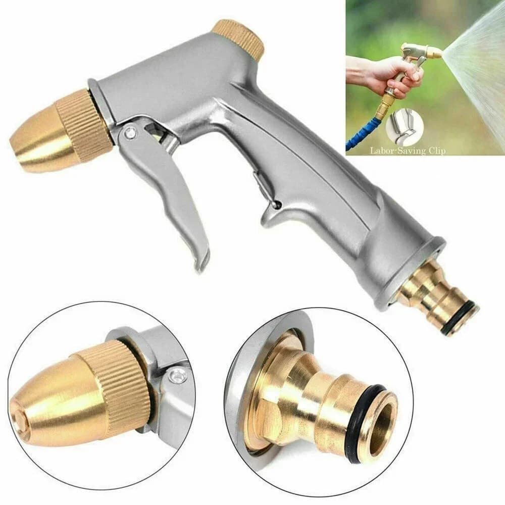 High Pressure Water Gun | Adjustable Metal Sprayer | Yard & Garden Watering Tool - Thumbnail 2